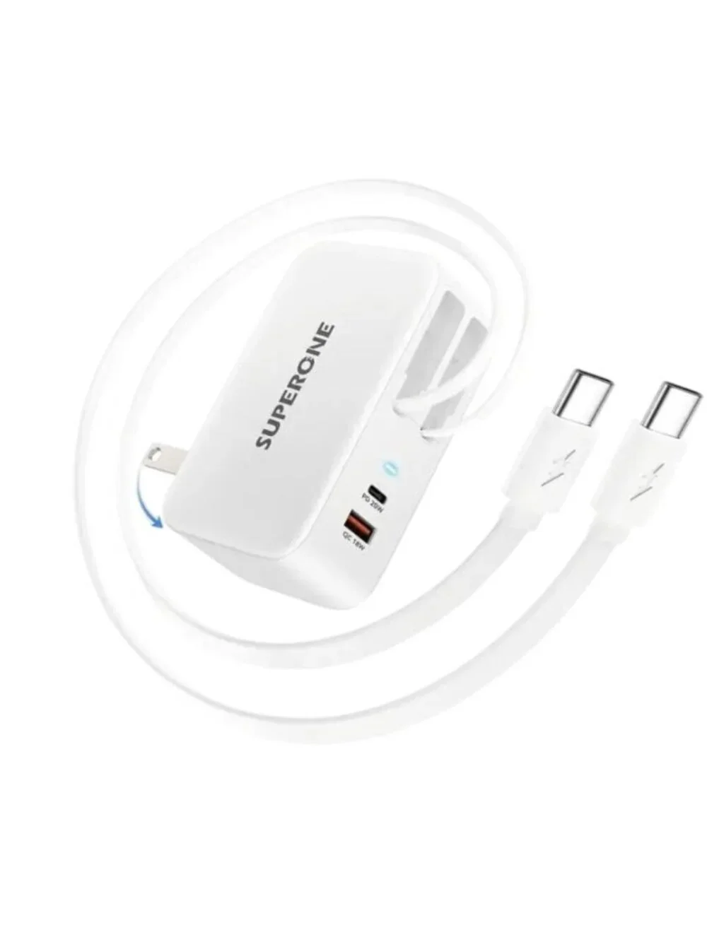 SUPERONE 4-In-1 Retractable Wall Charger Dual USB-C Cables 78W Fast Charging